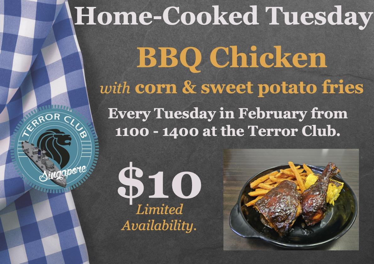 A plate of bbq chicken with corn on the cob and sweet potato fries. 