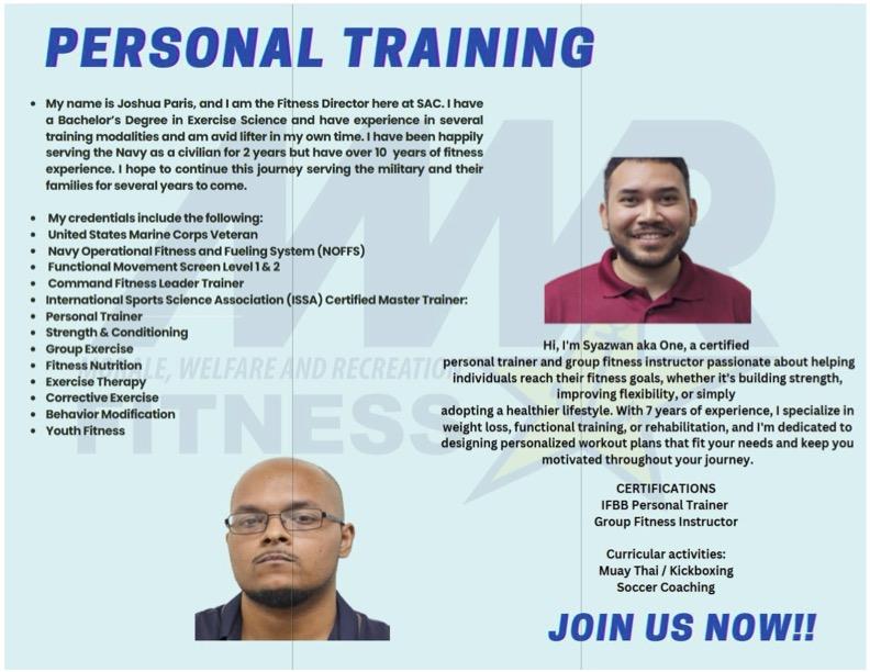 Personal Training JOIN US NOW. 